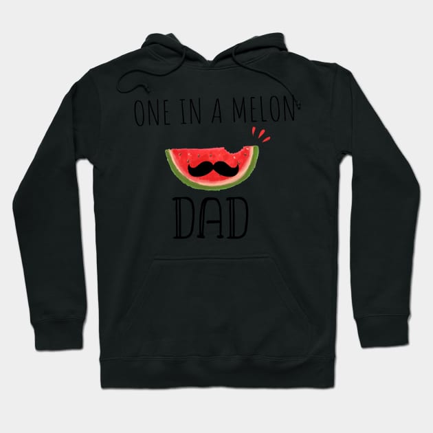 One In A Melon Dad- Funny Watermelon Summertime Gift Hoodie by WassilArt